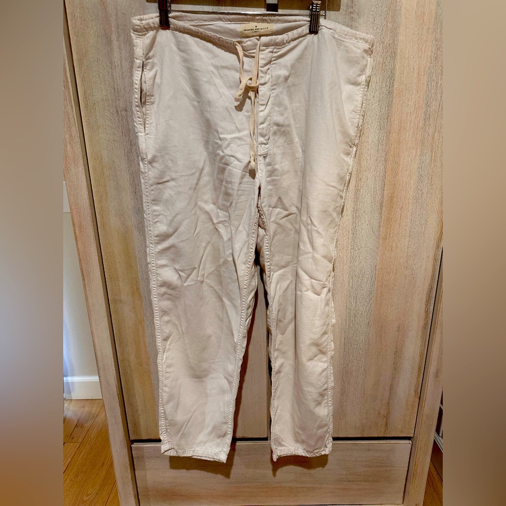 imogene + willie cream straight-leg drawstring pants